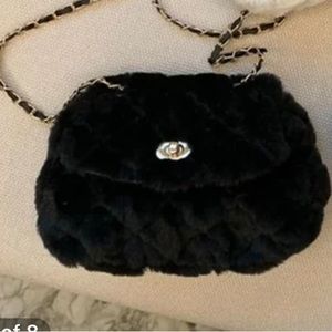 Black plush clutch